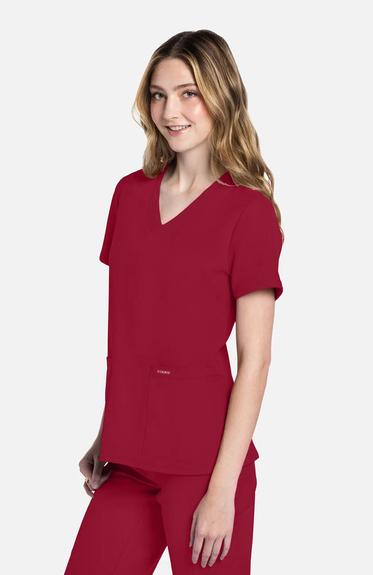 Cherokee Scrubs Women's 2-Pocket V-Neck Top Red | scrub-supply.com