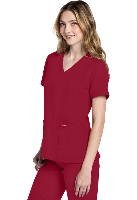 Cherokee Scrubs Women's 2-Pocket V-Neck Top Red | scrub-supply.com