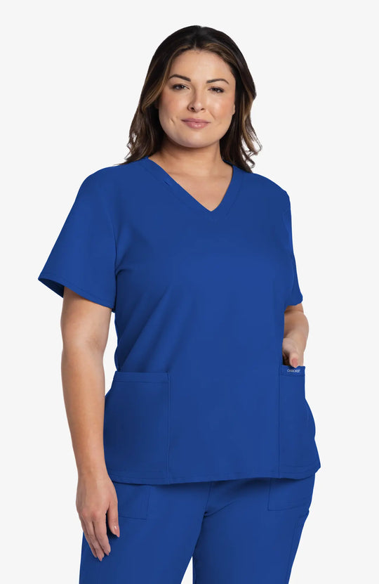 Cherokee Scrubs Women's 2-Pocket V-Neck Top Royal Blue | scrub-supply.com