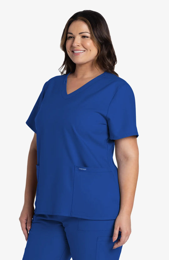 Cherokee Scrubs Women's 2-Pocket V-Neck Top Royal Blue | scrub-supply.com