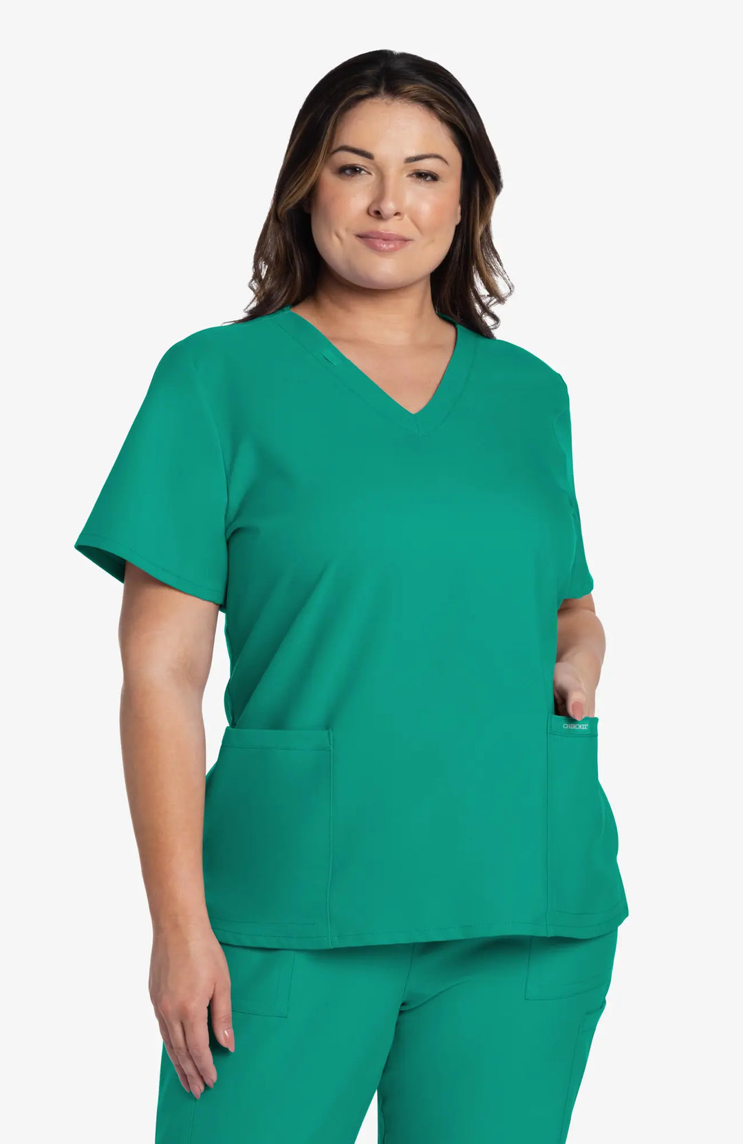 Cherokee Scrubs Women's 2-Pocket V-Neck Top Teal | scrub-supply.com