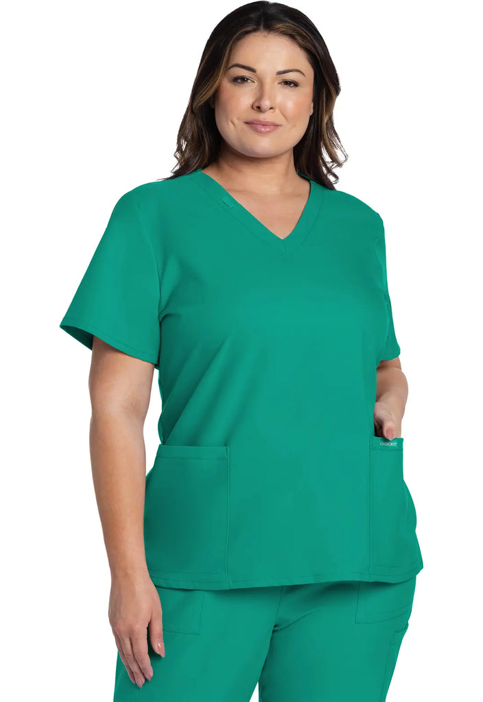 Cherokee Scrubs Women's Ultra 2-Pocket V-Neck Top Teal | scrub-supply.com