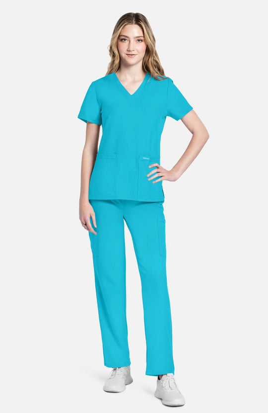 Cherokee Scrubs Women's 2-Pocket V-Neck Top Turquoise | scrub-supply.com