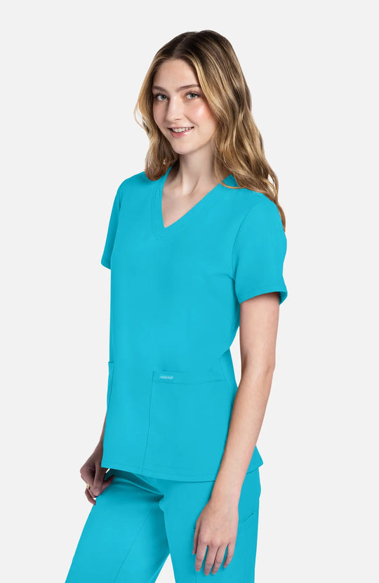 Cherokee Scrubs Women's 2-Pocket V-Neck Top Turquoise | scrub-supply.com