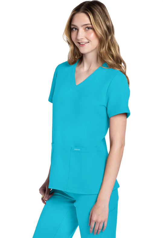 Cherokee Scrubs Women's 2-Pocket V-Neck Top Turquoise | scrub-supply.com