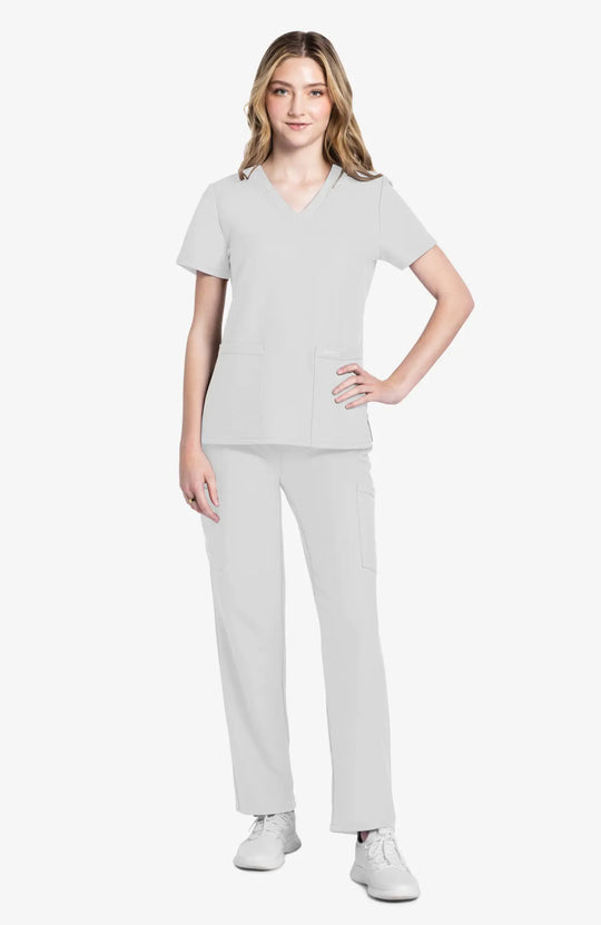 Cherokee Scrubs Women's 2-Pocket V-Neck Top White | scrub-supply.com