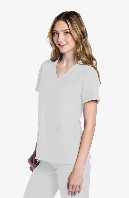 Cherokee Scrubs Women's 2-Pocket V-Neck Top White | scrub-supply.com