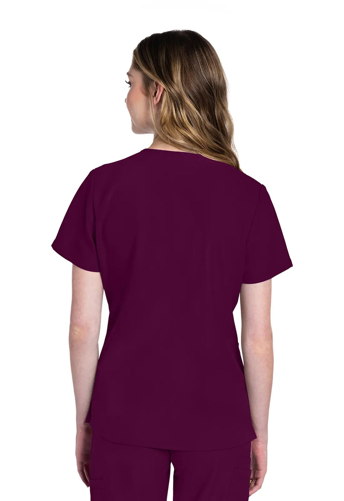 Cherokee Scrubs Women's Ultra 2-Pocket V-Neck Top Wine | scrub-supply.com