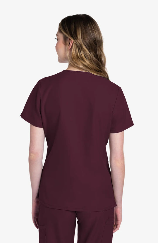 Cherokee Scrubs Women's 2-Pocket V-Neck Top Wine | scrub-supply.com