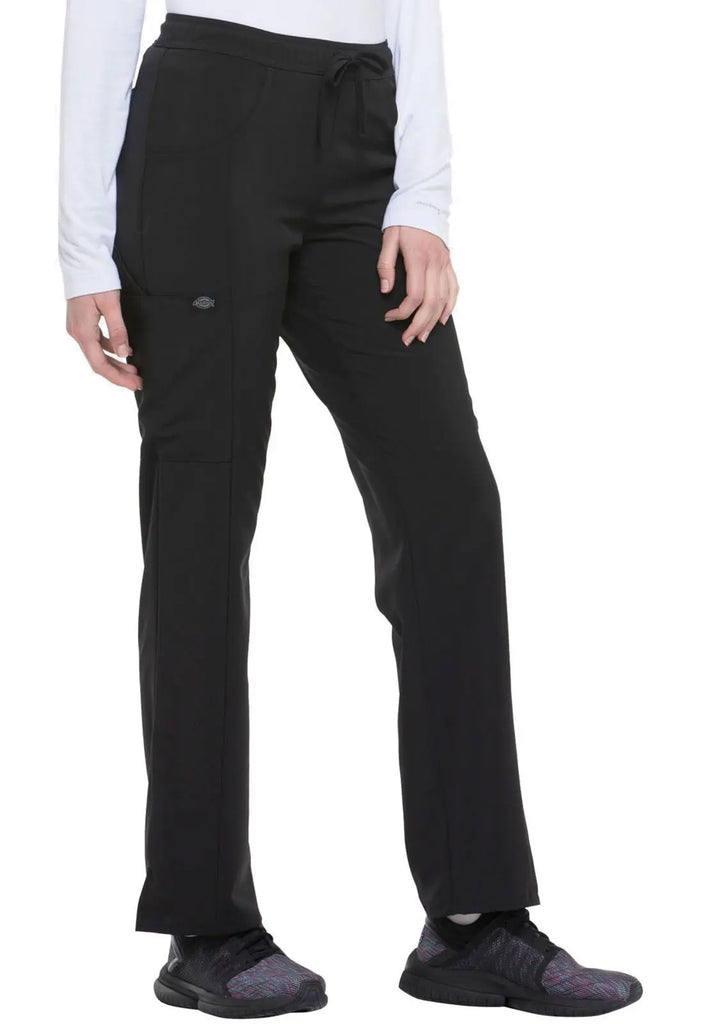 Dickies Scrubs Mid Rise Straight Leg Drawstring Pant Black | scrub-supply.com