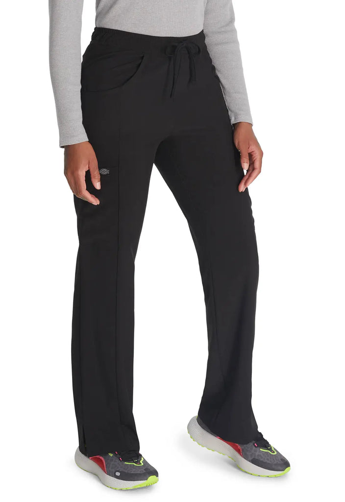 Dickies Scrubs Mid Rise Straight Leg Drawstring Pant Black | scrub-supply.com