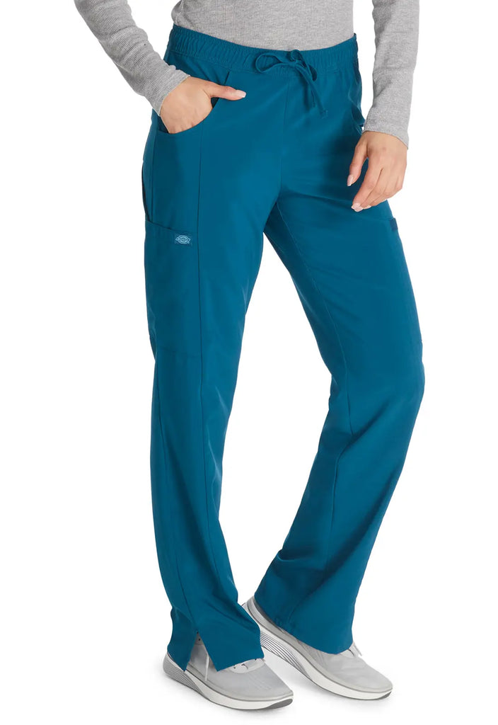 Dickies Scrubs Mid Rise Straight Leg Drawstring Pant Caribbean Blue | scrub-supply.com