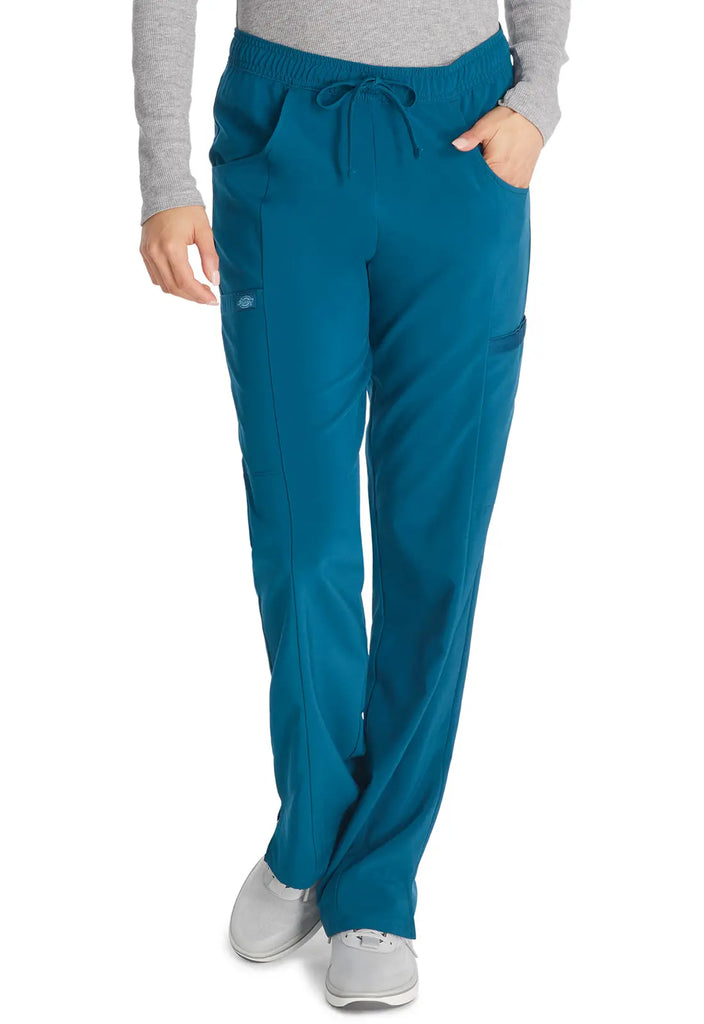 Dickies Scrubs Mid Rise Straight Leg Drawstring Pant Caribbean Blue | scrub-supply.com