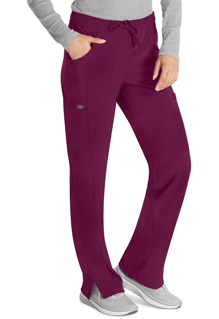 Dickies Scrubs Mid Rise Straight Leg Drawstring Pant Wine | scrub-supply.com