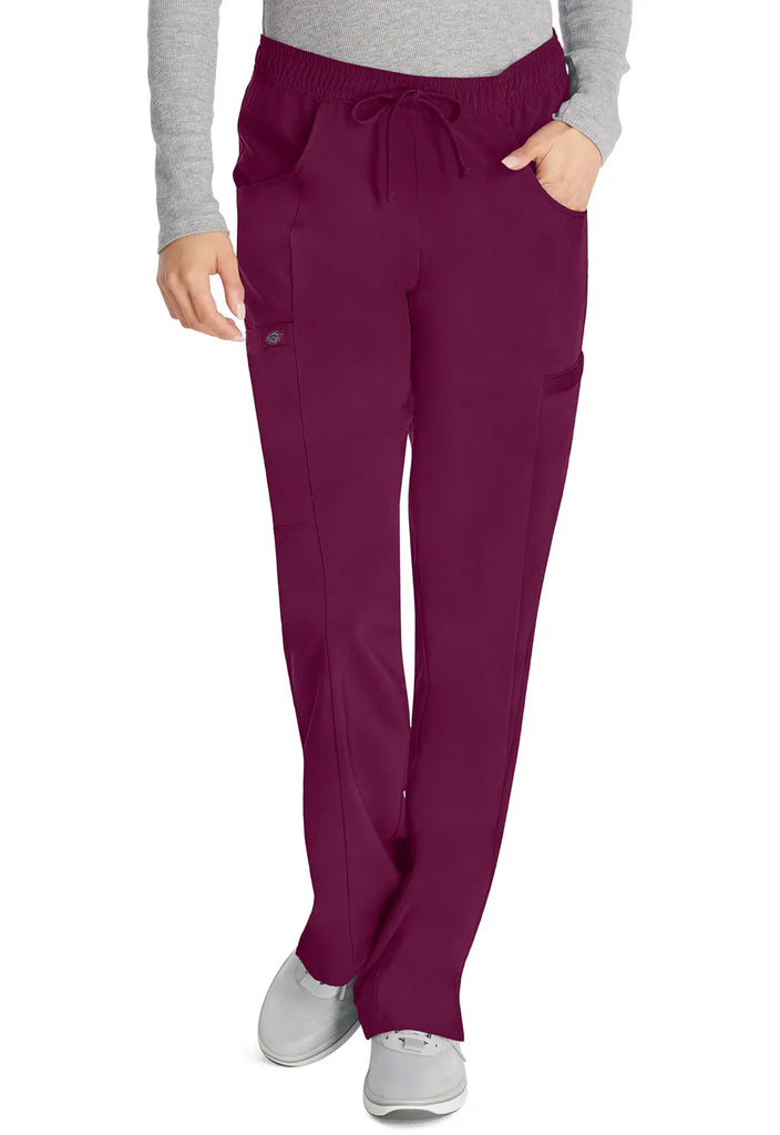 Dickies Scrubs Mid Rise Straight Leg Drawstring Pant Wine | scrub-supply.com