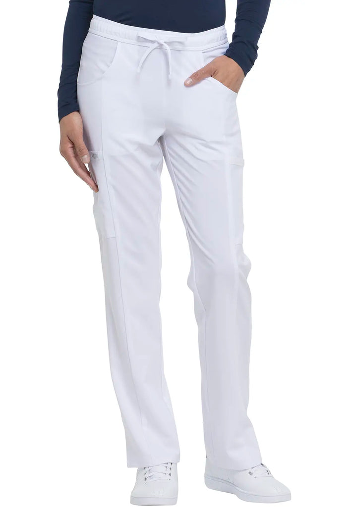 Dickies Scrubs Mid Rise Straight Leg Drawstring Pant White | scrub-supply.com