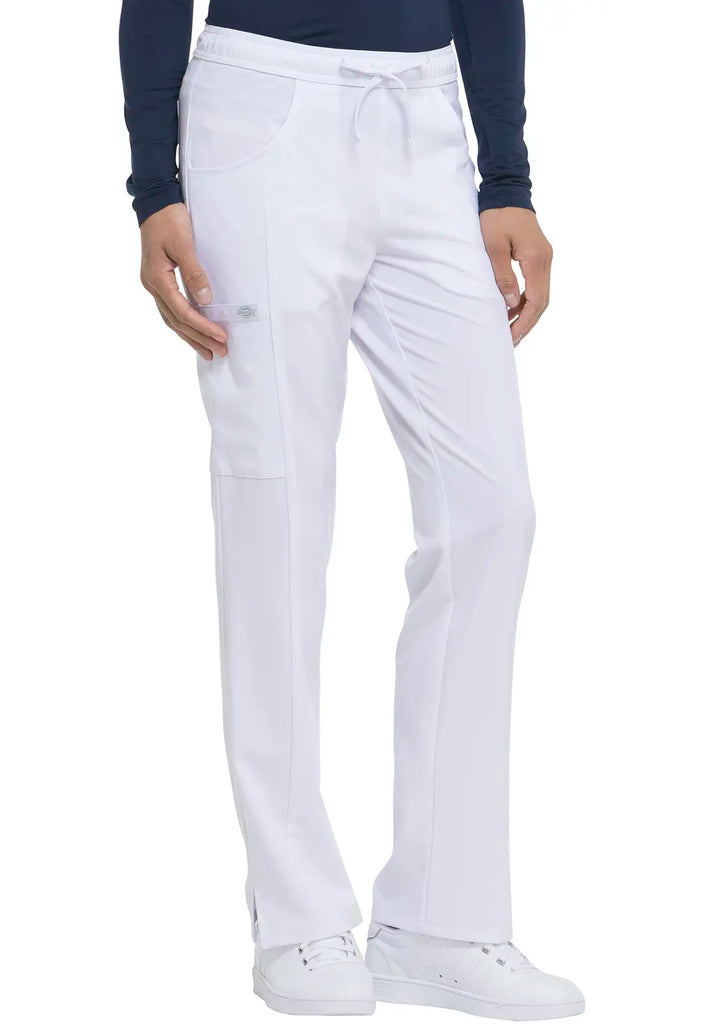 Dickies Scrubs Mid Rise Straight Leg Drawstring Pant White | scrub-supply.com