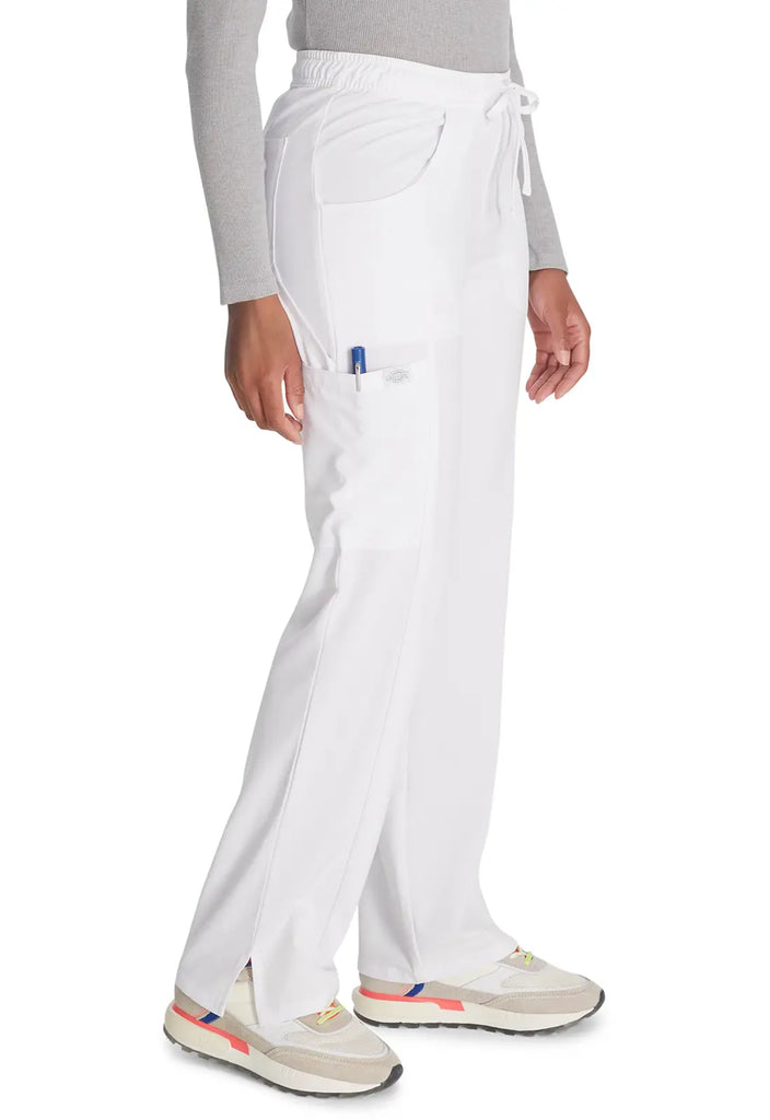 Dickies Scrubs Mid Rise Straight Leg Drawstring Pant White | scrub-supply.com