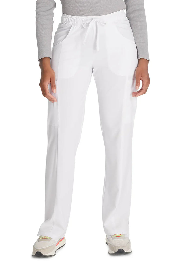 Dickies Scrubs Mid Rise Straight Leg Drawstring Pant White | scrub-supply.com