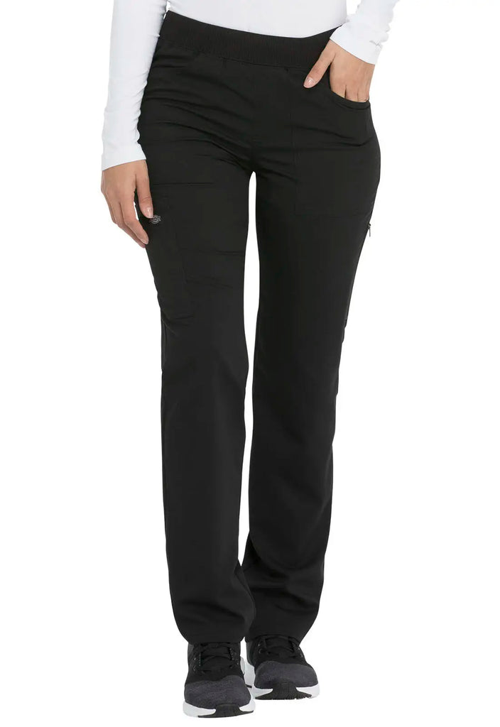 Dickies Scrubs Balance Mid Rise Tapered Leg Pull-on Pant Black | scrub-supply.com