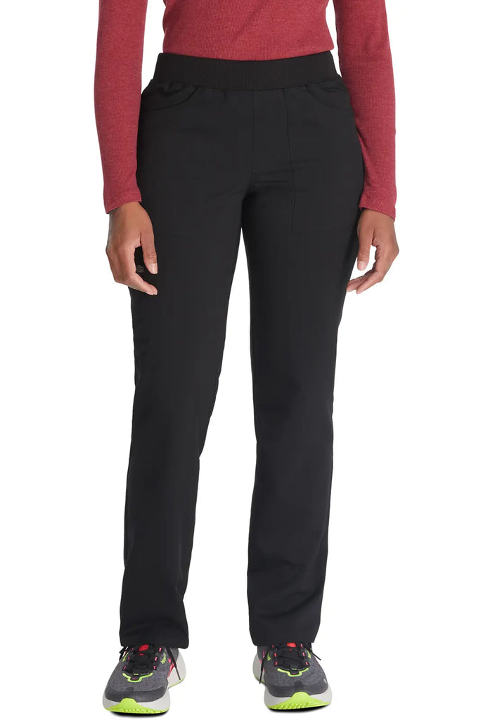 Dickies Scrubs Balance Mid Rise Tapered Leg Pull-on Pant Black | scrub-supply.com