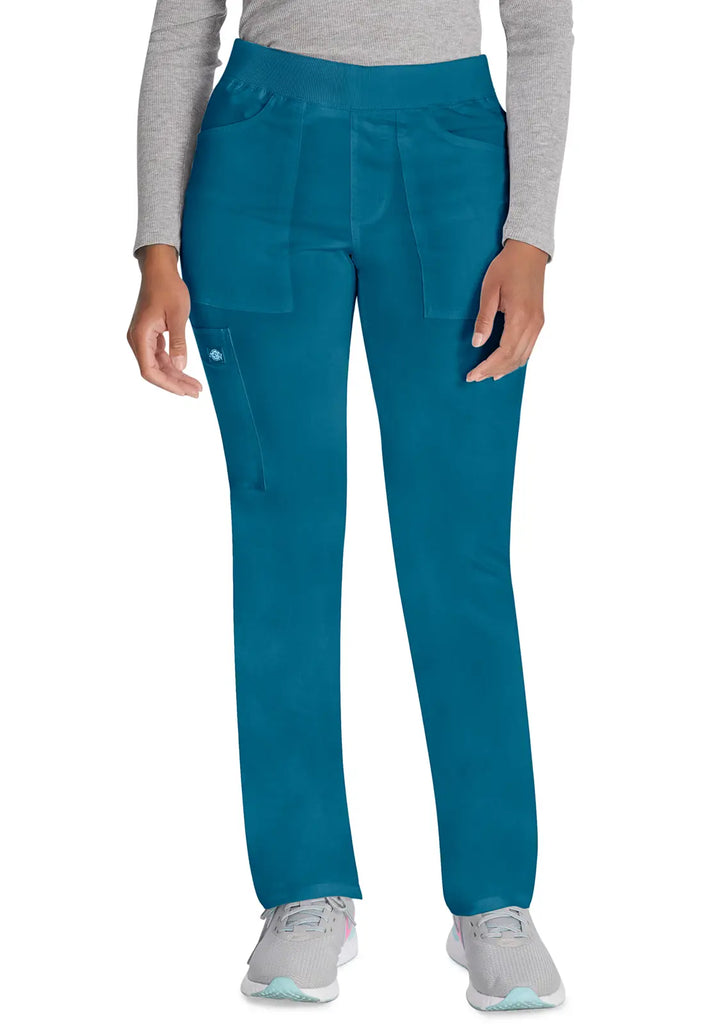 Dickies Scrubs Women's Mid Rise Tapered Leg Pull-on Pant Caribbean Blue | scrub-supply.com