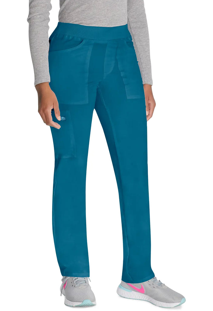Dickies Scrubs Women's Mid Rise Tapered Leg Pull-on Pant Caribbean Blue | scrub-supply.com