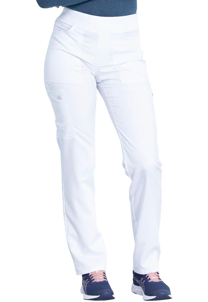 Dickies Scrubs Balance Mid Rise Tapered Leg Pull-on Pant White | scrub-supply.com