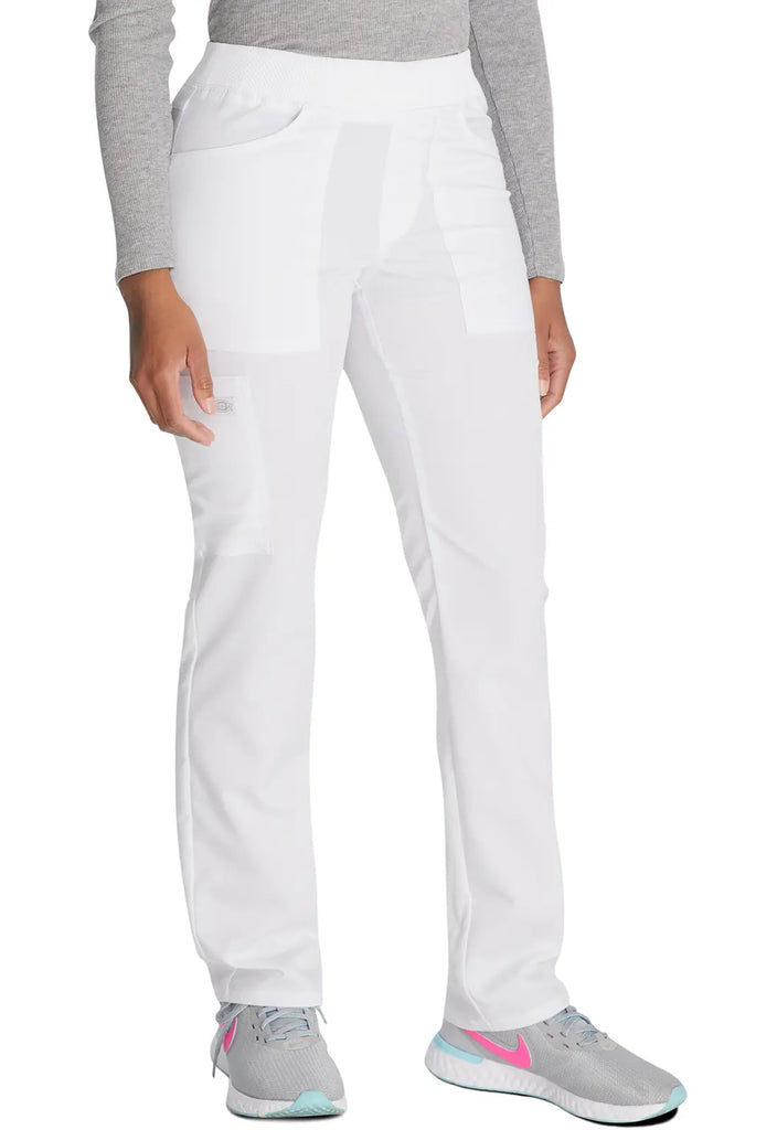 Dickies Scrubs Balance Mid Rise Tapered Leg Pull-on Pant White | scrub-supply.com