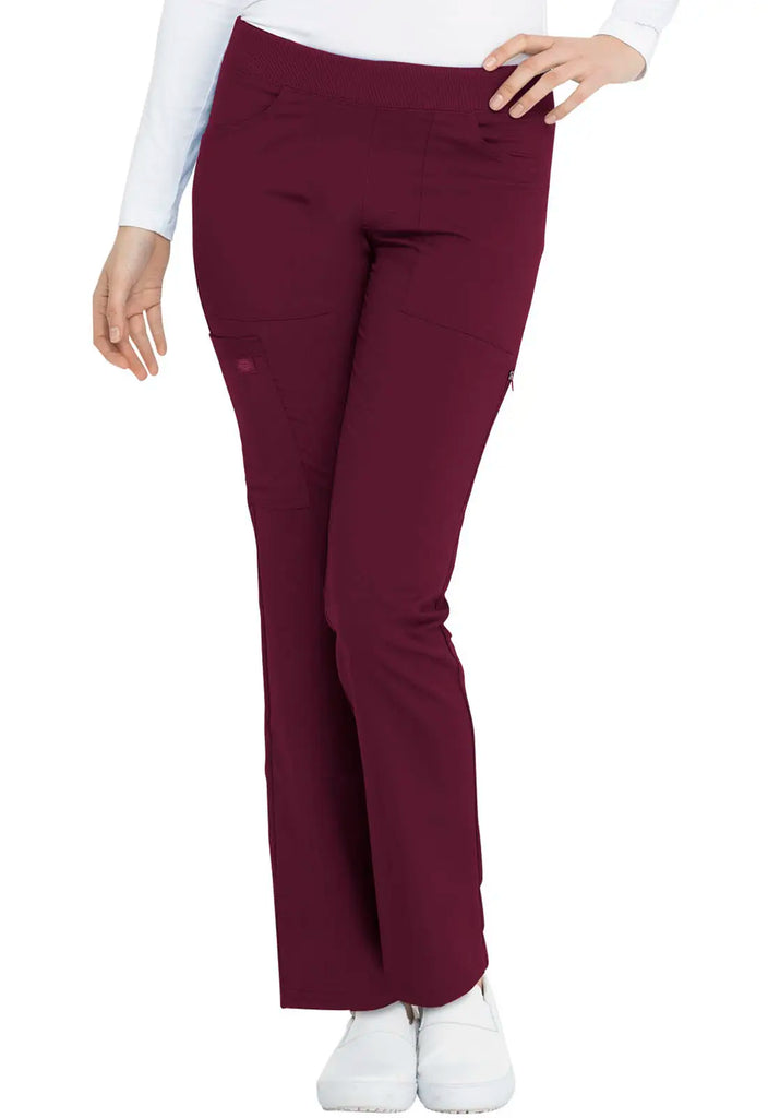 Dickies Scrubs Balance Mid Rise Tapered Leg Pull-on Pant Wine | scrub-supply.com