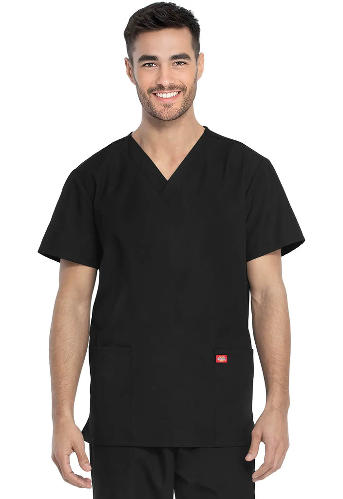 Dickies Scrubs Unisex Top and Pant Set Black | scrub-supply.com