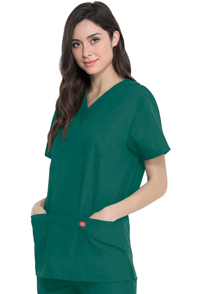 Dickies Scrubs Unisex Top and Pant Set Hunter Green | scrub-supply.com