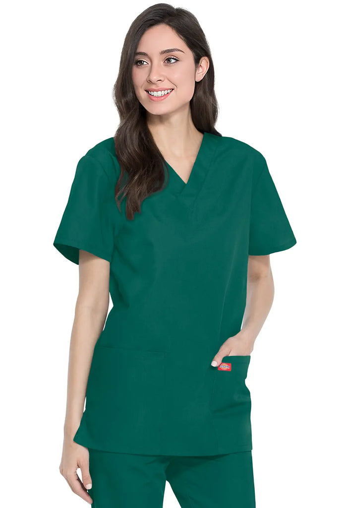 Dickies Scrubs Unisex Top and Pant Set Hunter Green | scrub-supply.com