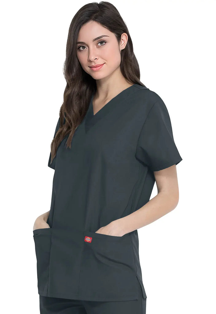 Dickies Scrubs Unisex Top and Pant Set Pewter | scrub-supply.com