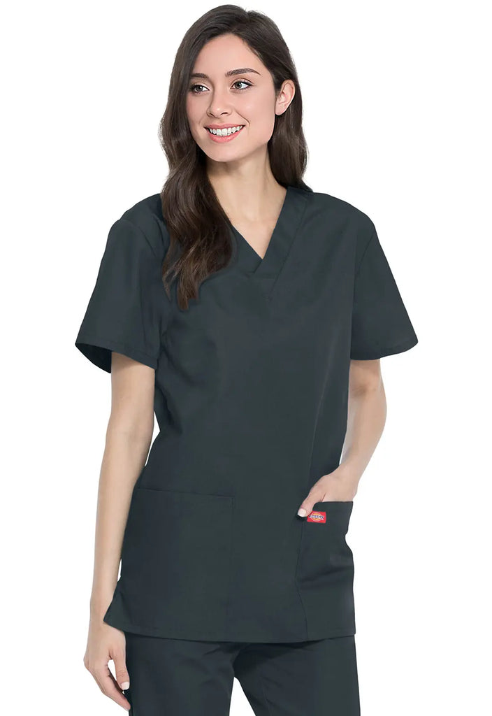 Dickies Scrubs Unisex Top and Pant Set Pewter | scrub-supply.com