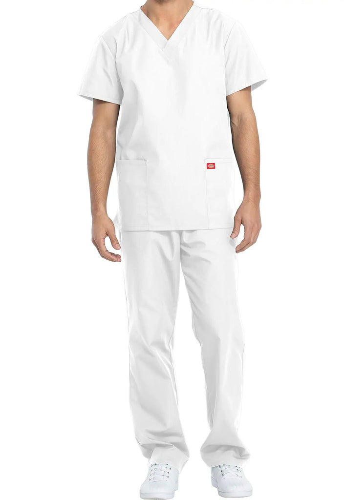 Dickies Scrubs Unisex Top and Pant Set White | scrub-supply.com