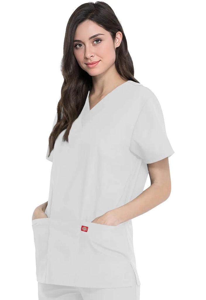 Dickies Scrubs Unisex Top and Pant Set White | scrub-supply.com