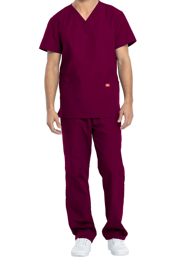 Dickies Scrubs Unisex Top and Pant Set Wine | scrub-supply.com