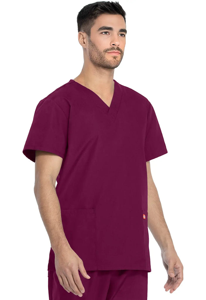 Dickies Scrubs Unisex Top and Pant Set Wine | scrub-supply.com