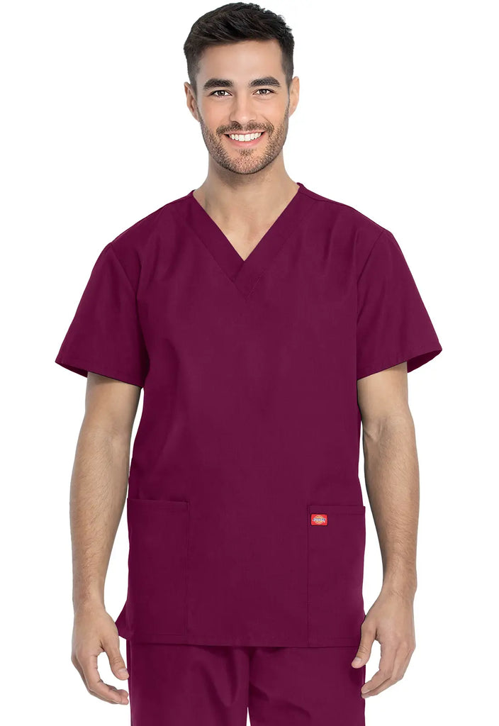 Dickies Scrubs Unisex Top and Pant Set Wine | scrub-supply.com