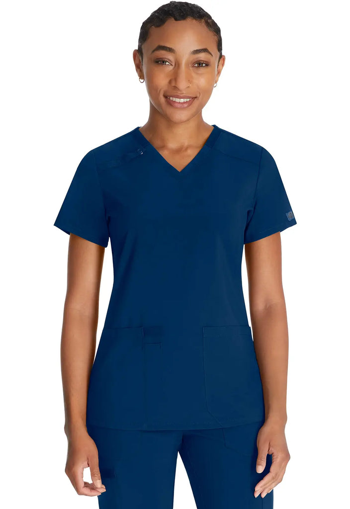 Dickies Scrubs 2-Pocket V-Neck Top Navy | scrub-supply.com