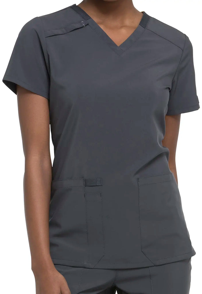 Dickies Scrubs 2-Pocket V-Neck Top Pewter | scrub-supply.com