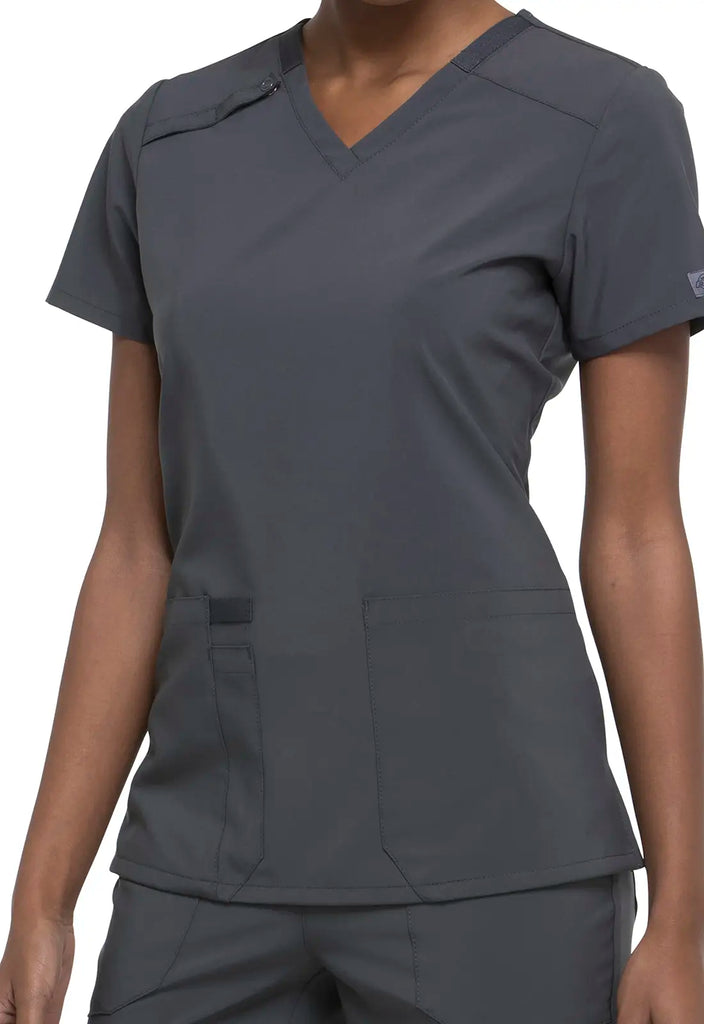 Dickies Scrubs 2-Pocket V-Neck Top Pewter | scrub-supply.com