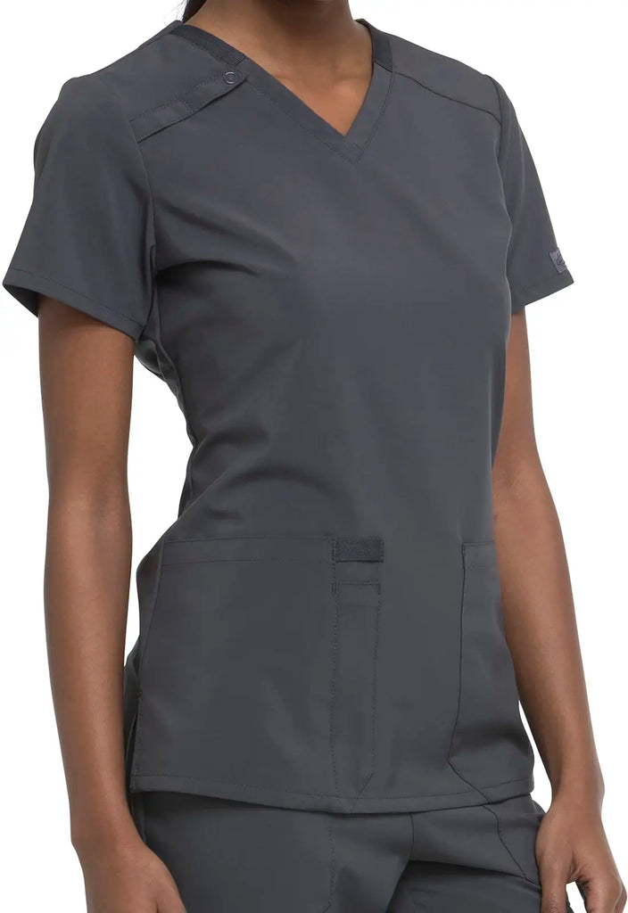 Dickies Scrubs 2-Pocket V-Neck Top Pewter | scrub-supply.com