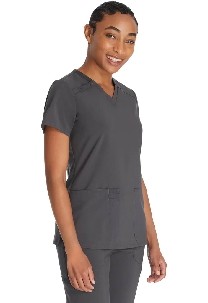 Dickies Scrubs 2-Pocket V-Neck Top Pewter | scrub-supply.com