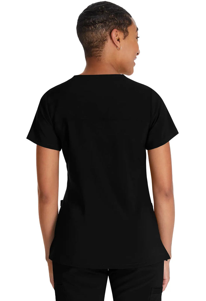 Dickies Scrubs Mock Wrap Top Black | scrub-supply.com