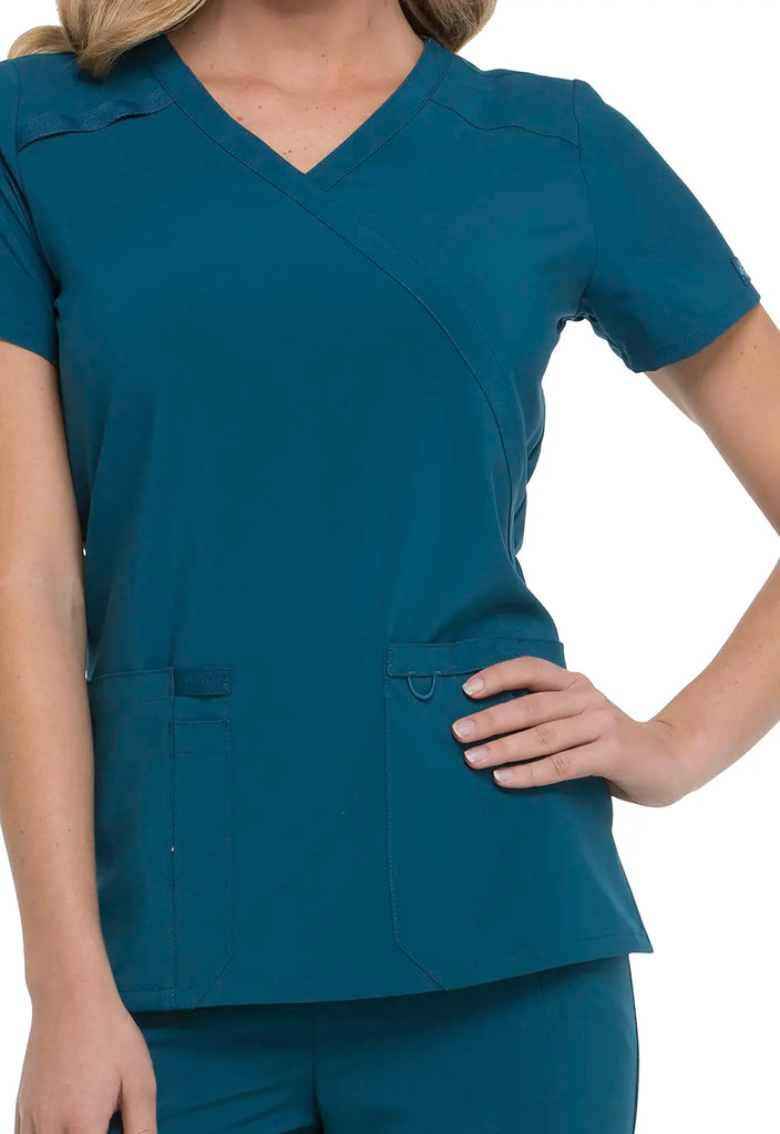 Dickies Scrubs Mock Wrap Top Caribbean Blue | scrub-supply.com