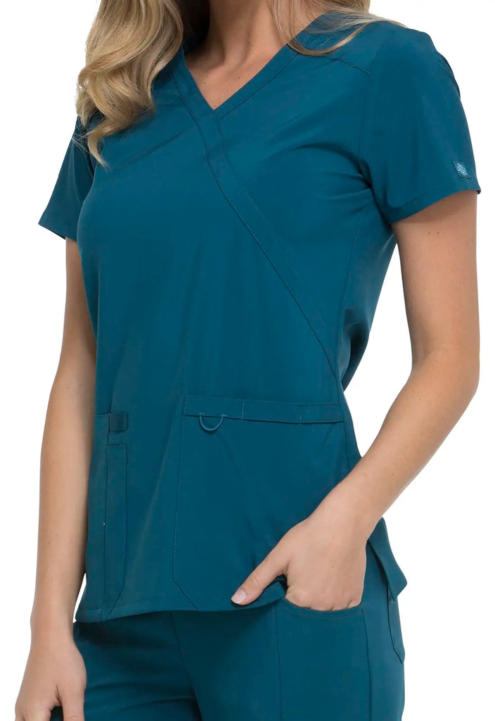 Dickies Scrubs Mock Wrap Top Caribbean Blue | scrub-supply.com