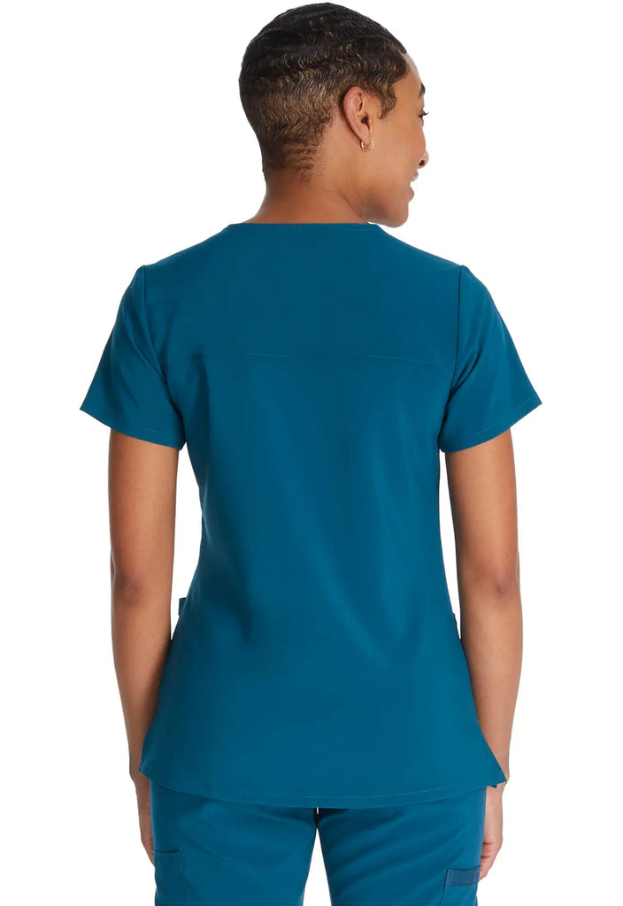 Dickies Scrubs Mock Wrap Top Caribbean Blue | scrub-supply.com