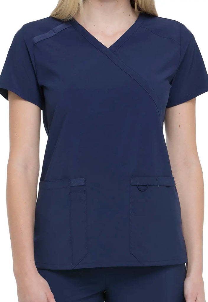 Dickies Scrubs Mock Wrap Top Navy | scrub-supply.com